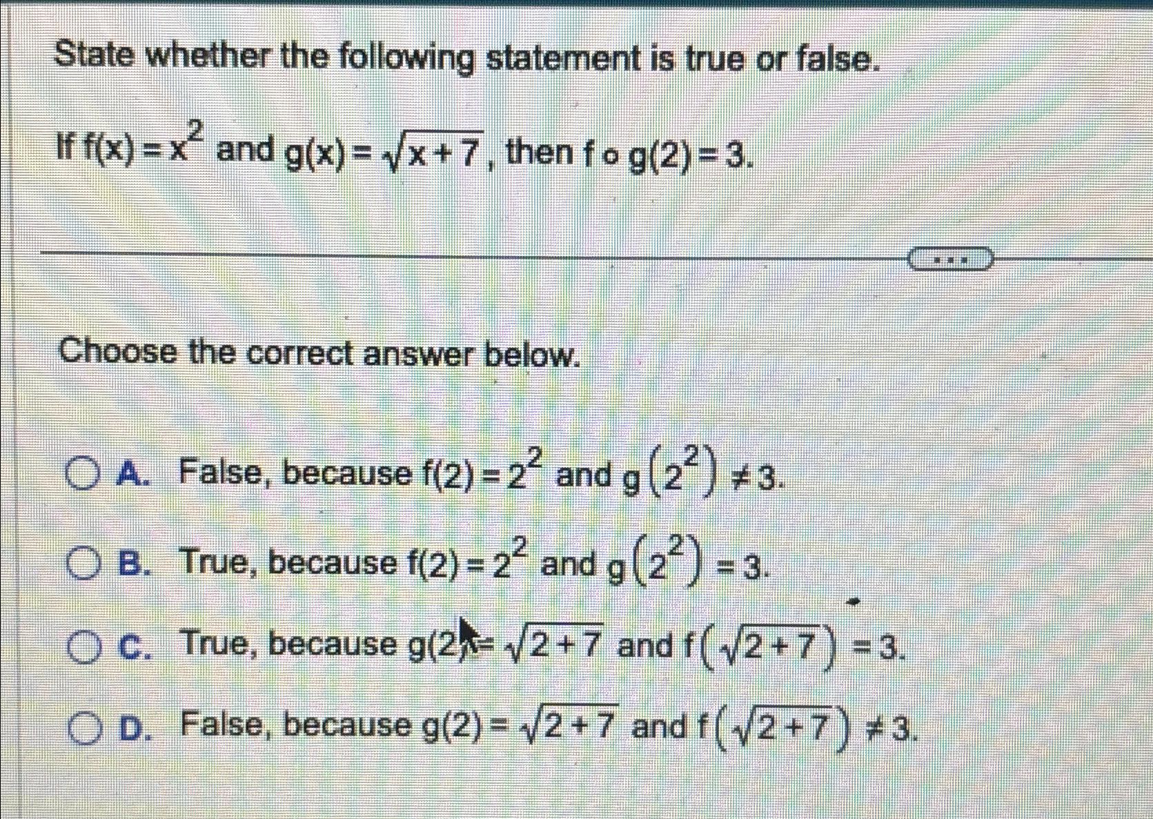 Solved State whether the following statement is true or | Chegg.com