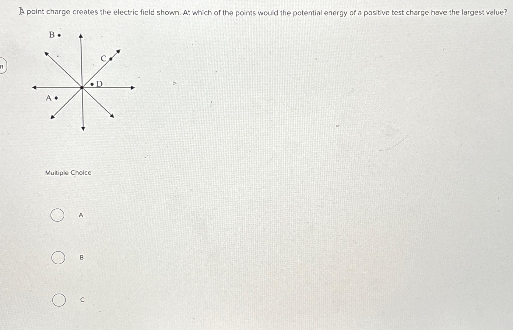 Solved A point charge creates the electric field shown. At | Chegg.com