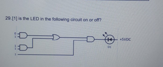 Solved 29.[1] is the LED in the following circuit on or off? | Chegg.com