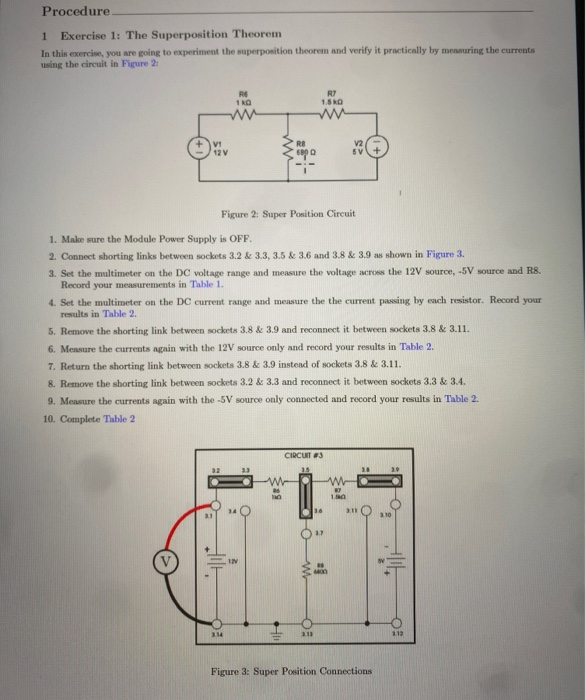 Solved Procedure 1 Exercise 1: The Superposition Theorem In | Chegg.com