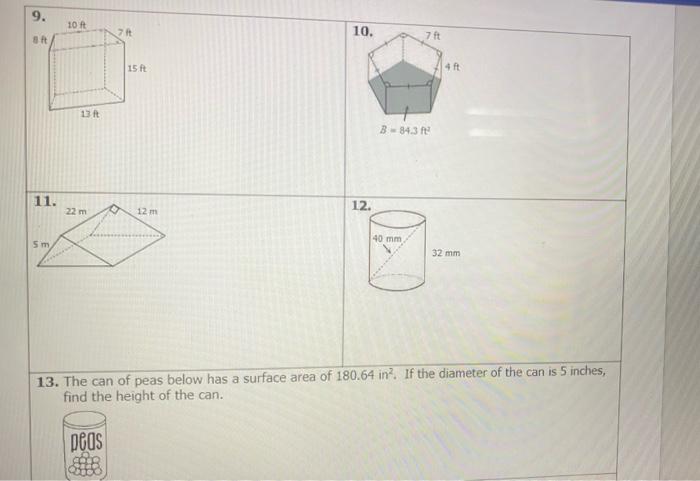 Solved Unit 11 Volume Surface Area Homework 5 Surfac Chegg Com