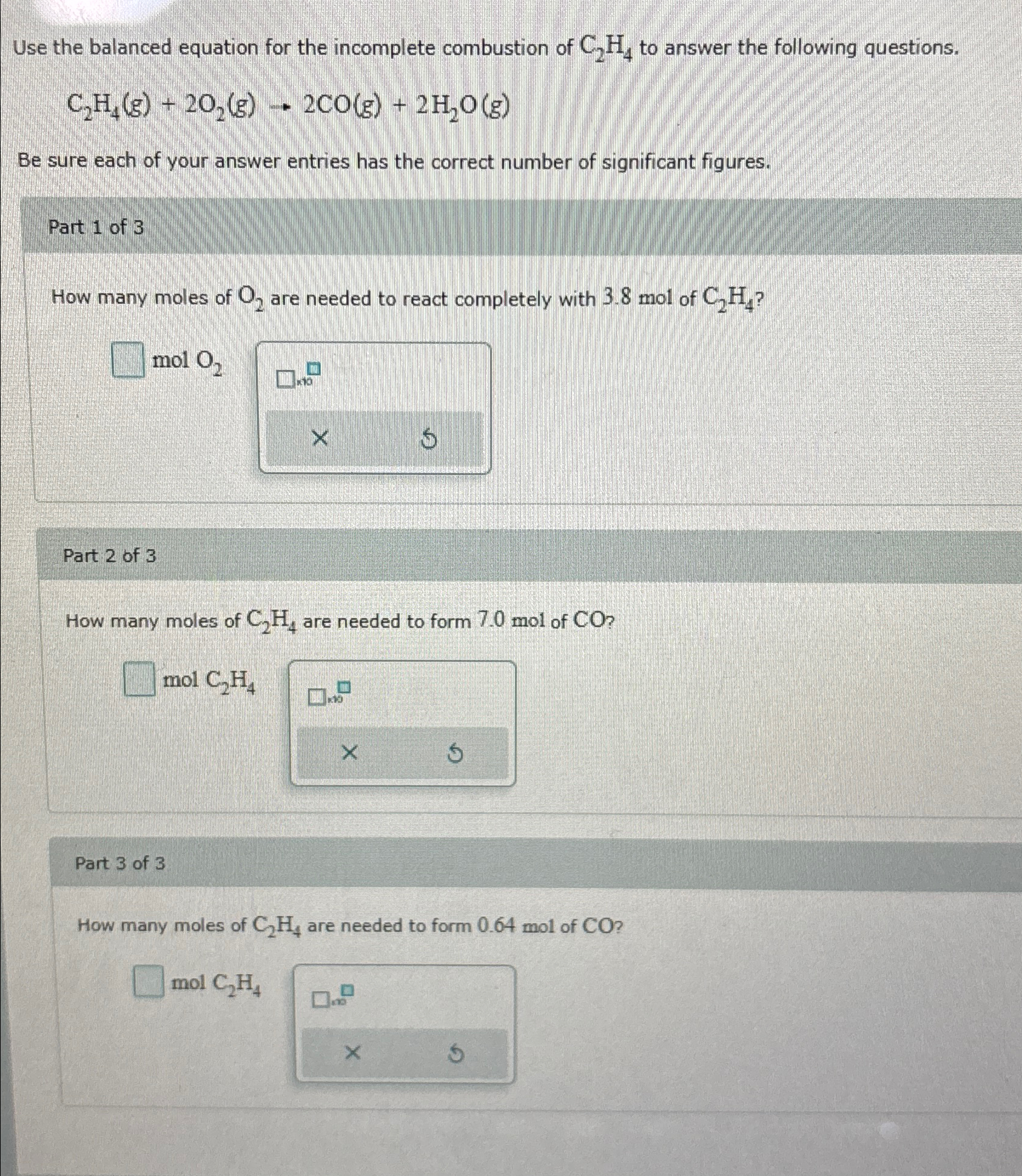 Solved Use the balanced equation for the incomplete Chegg