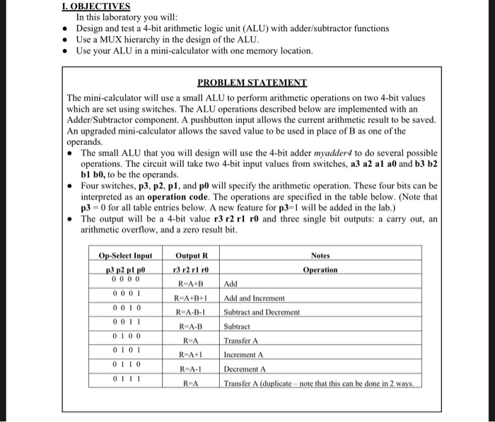 I. OBJECTIVES In this laboratory you will: • Design | Chegg.com