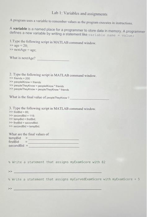 Solved Lab 1: Variables and assignments A program uses a | Chegg.com