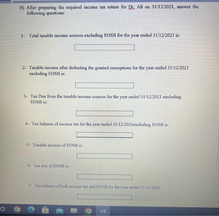 Solved On 28/2/2021, Dr. Ali resigned from his work at one | Chegg.com