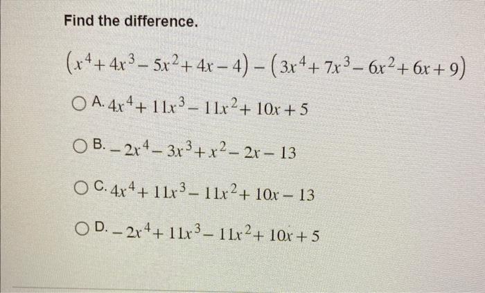 Solved Find the difference. | Chegg.com