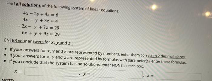 Solved Find All Solutions Of The Following System Of Linear Chegg Com