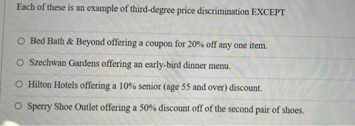 Solved Each Of These Is An Example Of Third Degree Price | Chegg.com