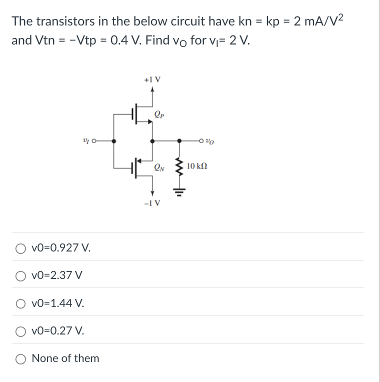 Solved The transistors in ﻿the below circuit have | Chegg.com