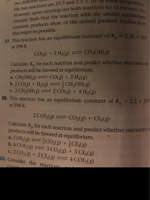 Solved 29. Consider the reactions and their respective | Chegg.com