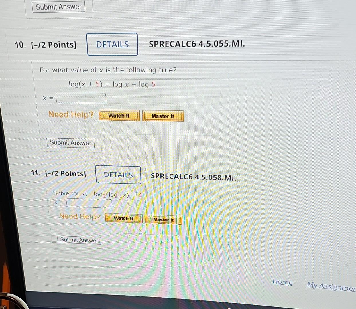 what is the value of log x