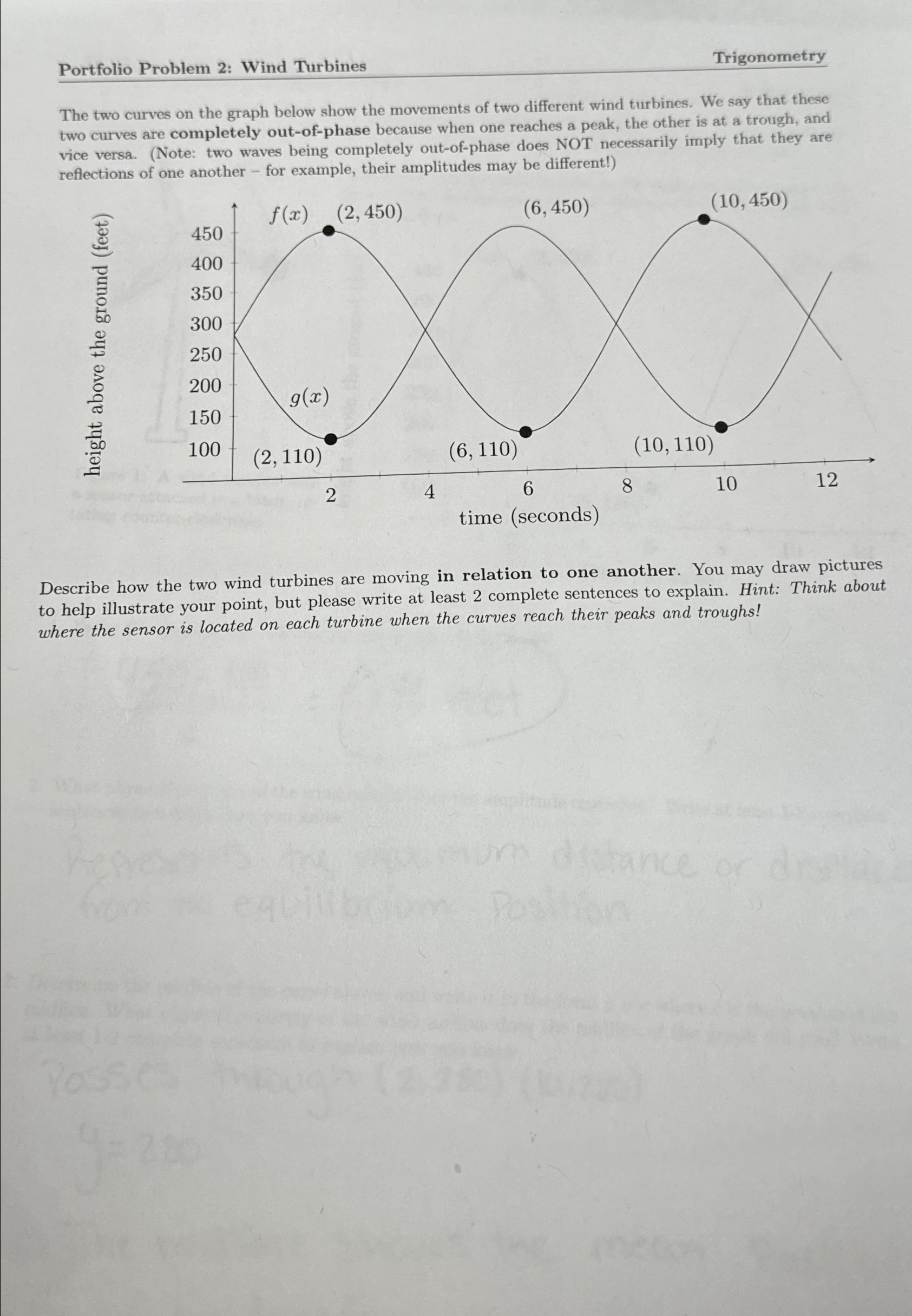 Solved Portfolio Problem 2: Wind TurbinesTrigonometryThe two | Chegg.com