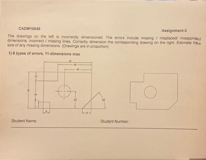 Solved CADM10045 Assignment-3 The drawings on the left is | Chegg.com