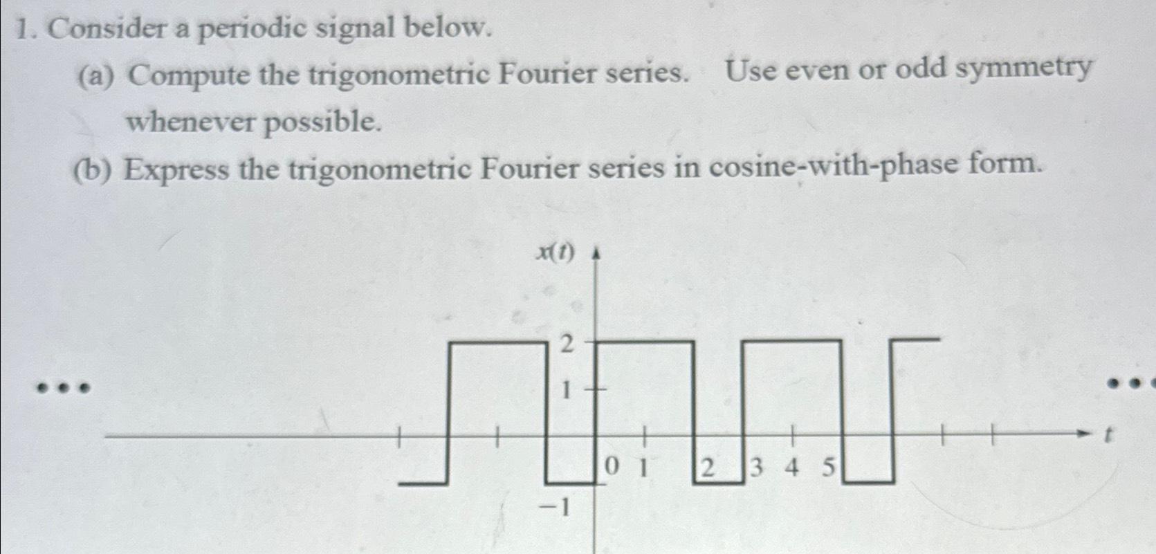 Solved Consider a periodic signal below.(a) ﻿Compute the | Chegg.com