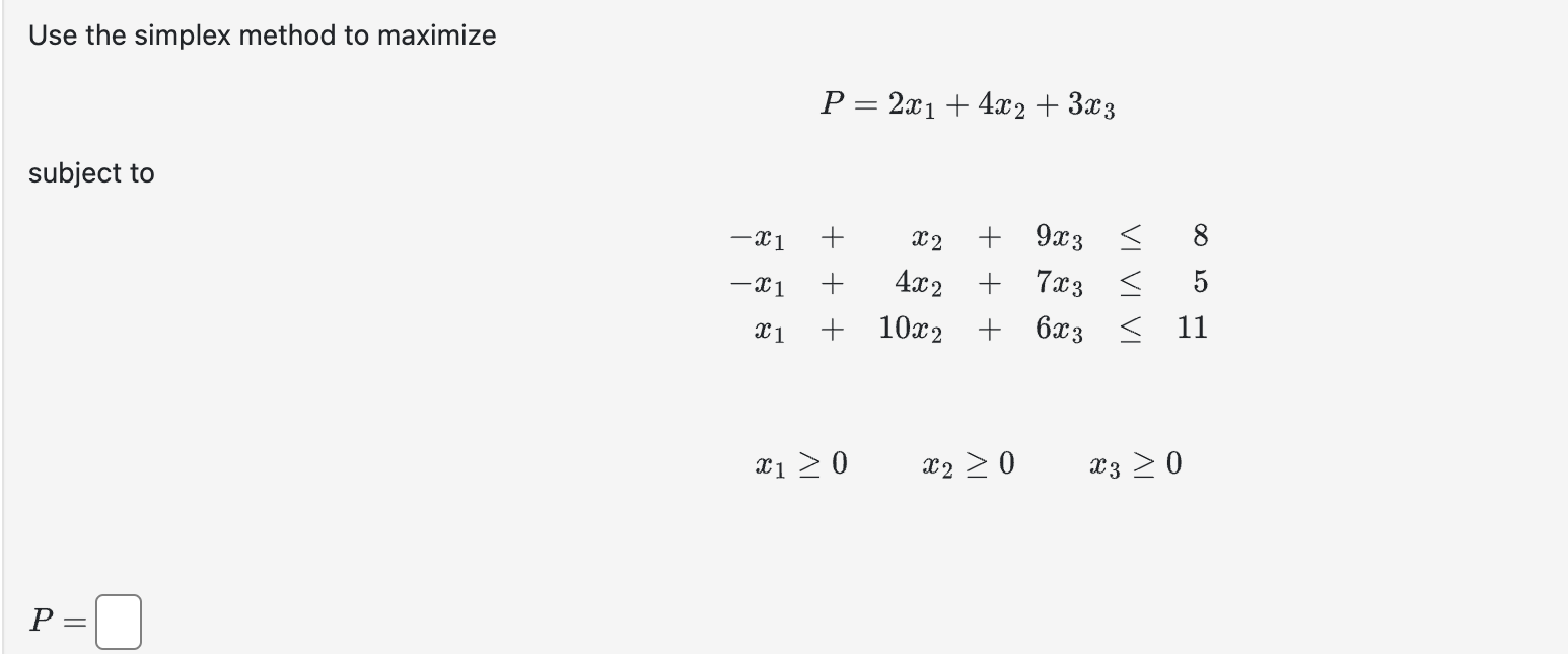 Solved Use the simplex method to | Chegg.com