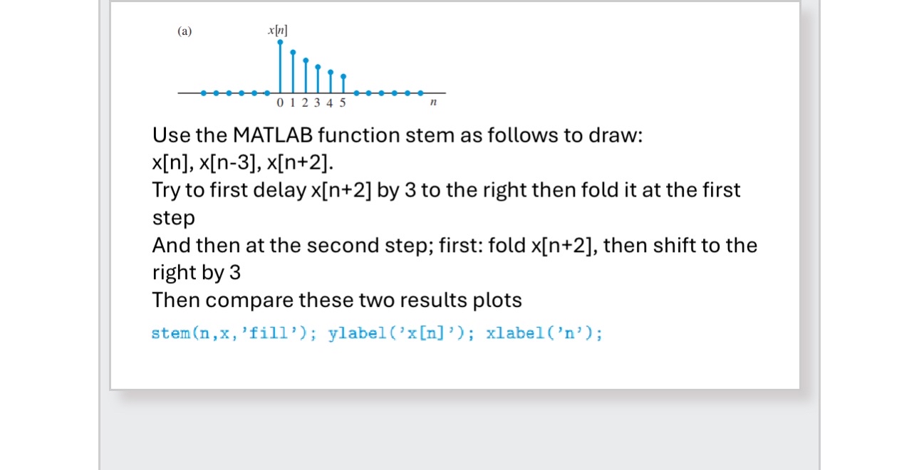 Solved Use the MATLAB function stem as follows to | Chegg.com