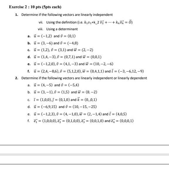 Solved Exercise 2 10 Pts 5pts Each 1 Determine If Th Chegg Com