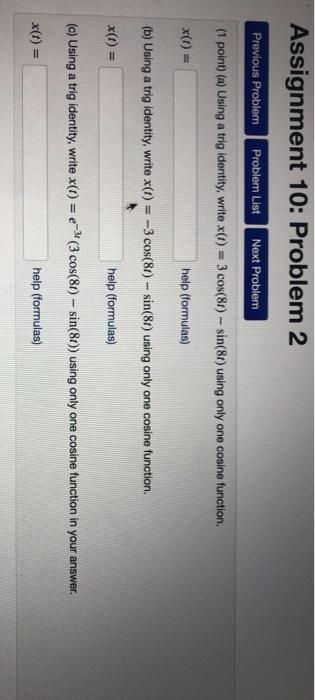 Solved Assignment 10: Problem 2 Previous Problem Problem | Chegg.com