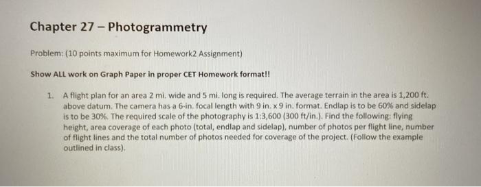 Solved Chapter 27 - Photogrammetry Problem: (10 points | Chegg.com