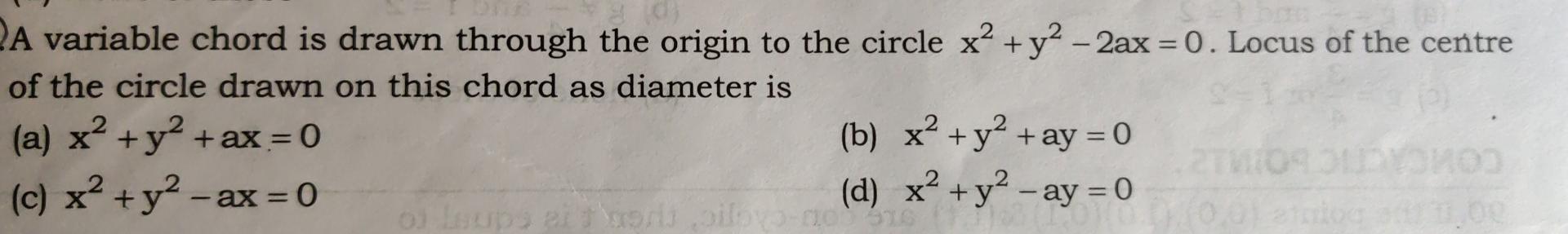 Solved A variable chord is drawn through the origin to the | Chegg.com