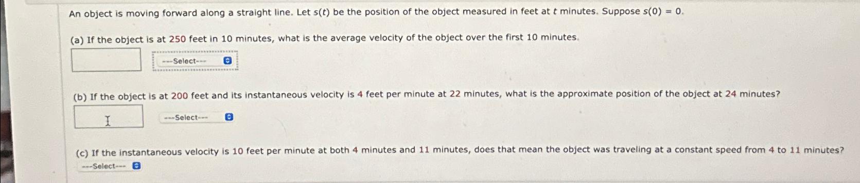 Solved An object is moving forward along a straight line. | Chegg.com