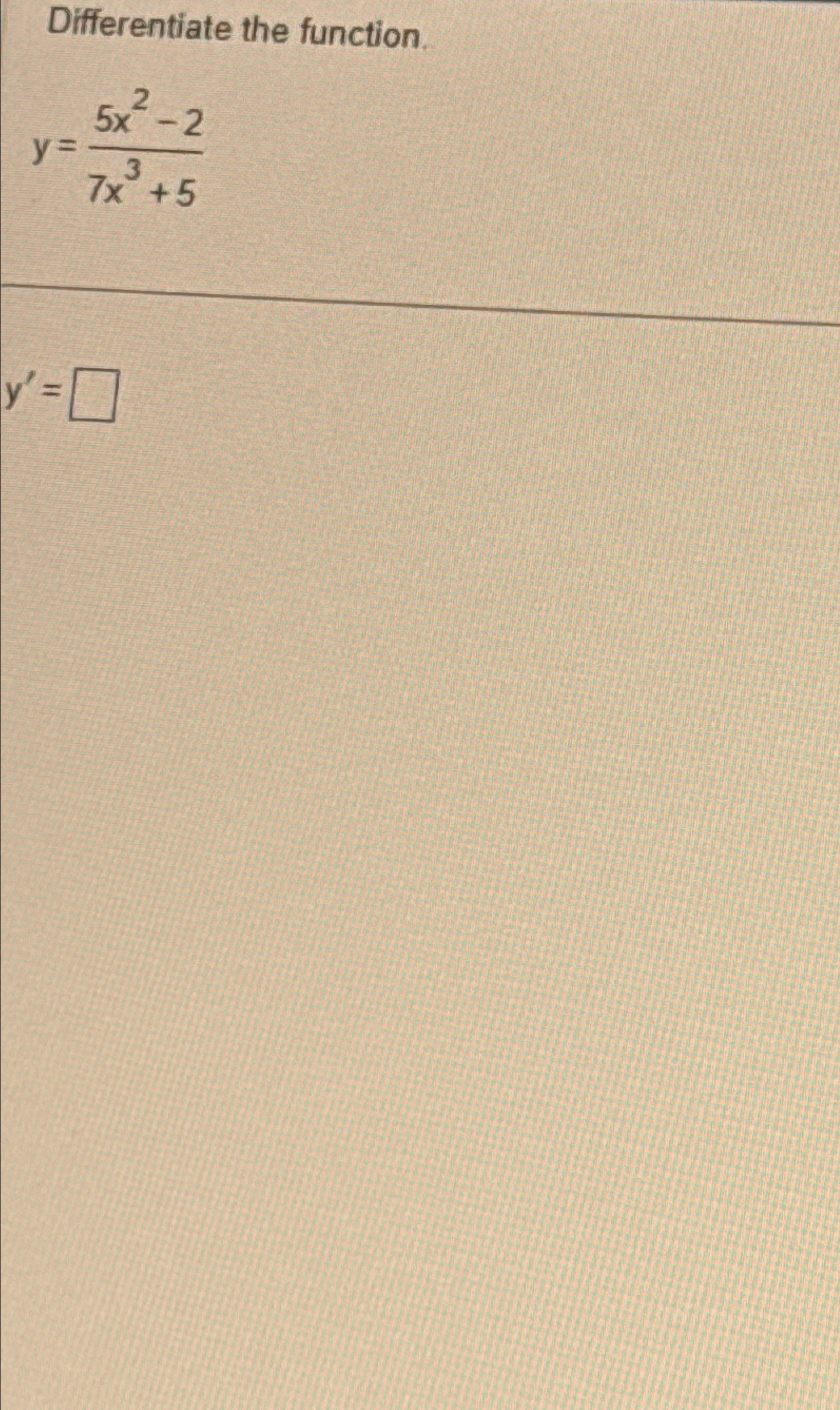 Solved Differentiate The Function Y 5x2 27x3 5