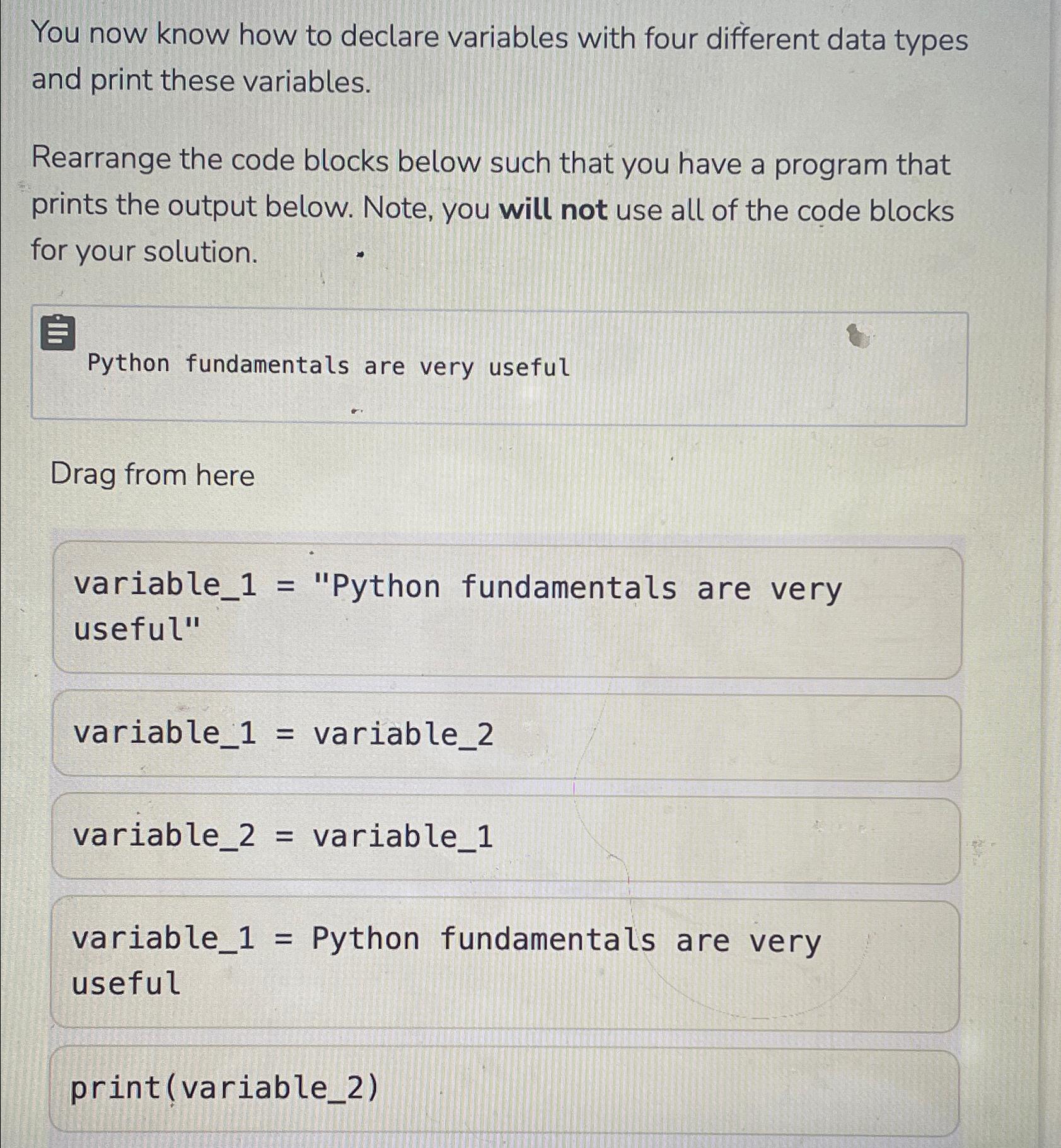 Solved You now know how to declare variables with four | Chegg.com