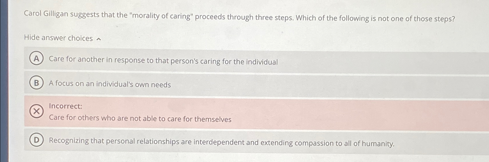 Solved Carol Gilligan suggests that the "morality of caring" | Chegg.com