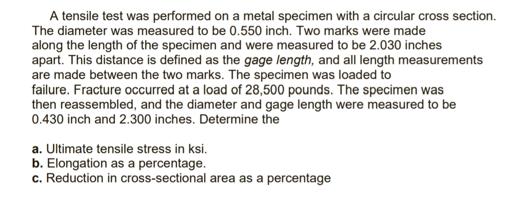 A Tensile Test Is Performed On A Metal Specimen | The Tube