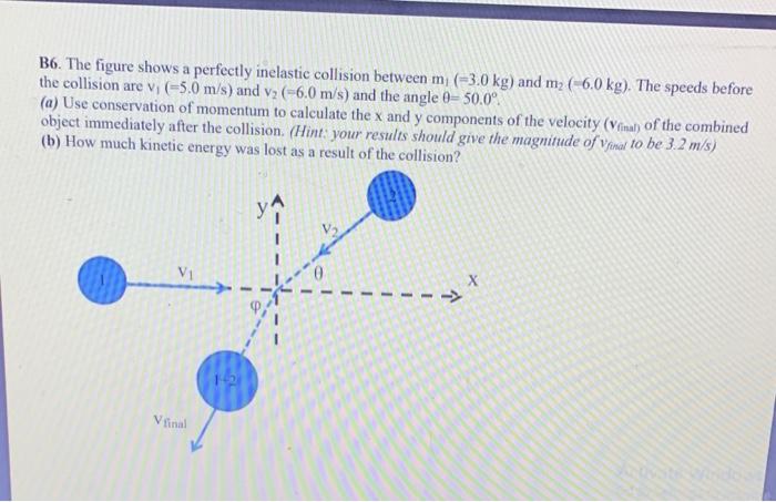 Solved B6. The figure shows a perfectly inelastic collision | Chegg.com