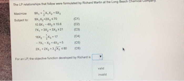 Solved The Lp Relationships That Follow Were Formulated By