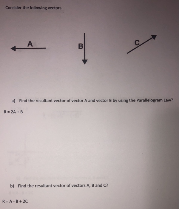 Solved Consider The Following Vectors. A) Find The Resultant | Chegg.com