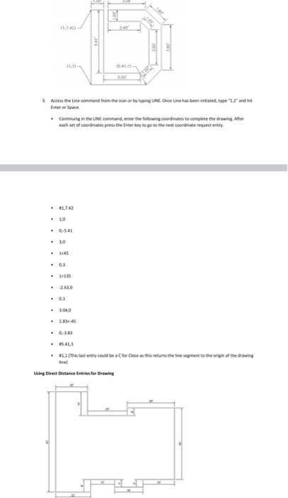 Solved Using Absolute Coordinates to w 1. Open a new AutoCAD | Chegg.com