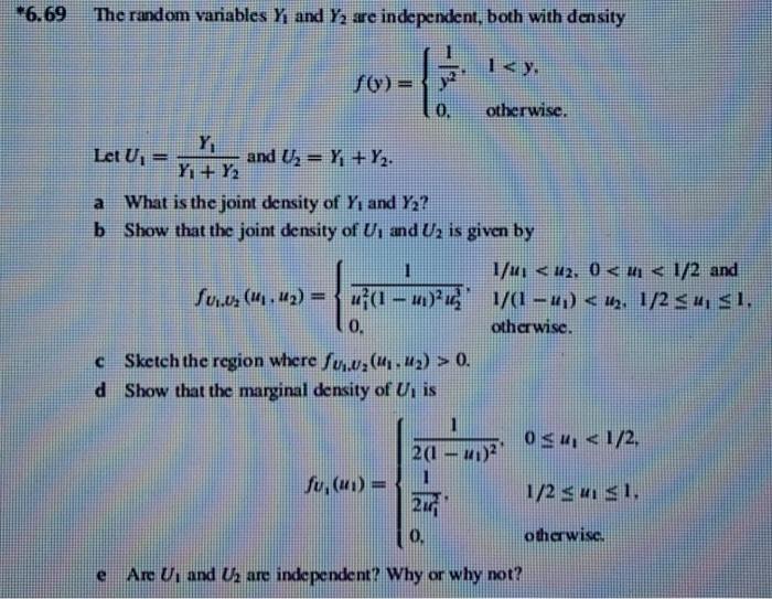 Solved The random variables Y1 and Y2 are independent, both | Chegg.com