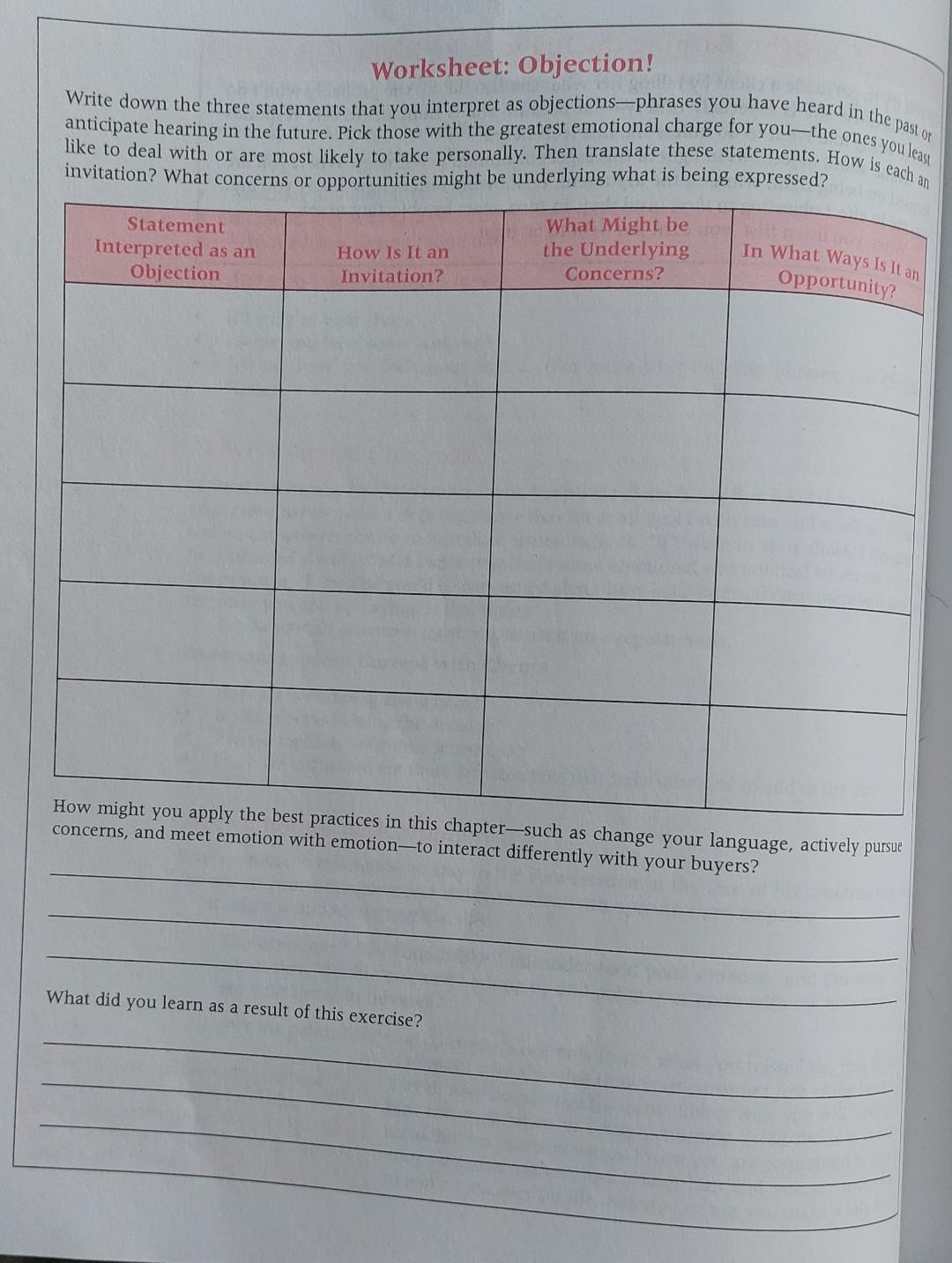 Solved Worksheet: Objection! Write down the three statements | Chegg.com