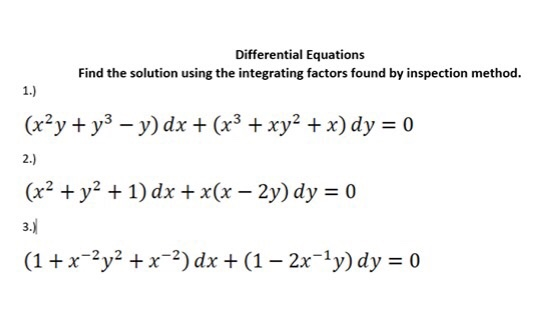 Solved Differential Equations Find The Solution Using The Chegg Com