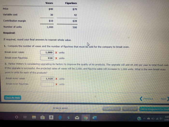 Solved Parker Pottery produces a line of vases and a line of