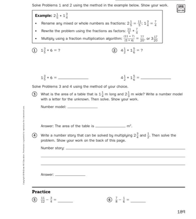 Solved SRB Solve Problems 1 and 2 using the method in the | Chegg.com