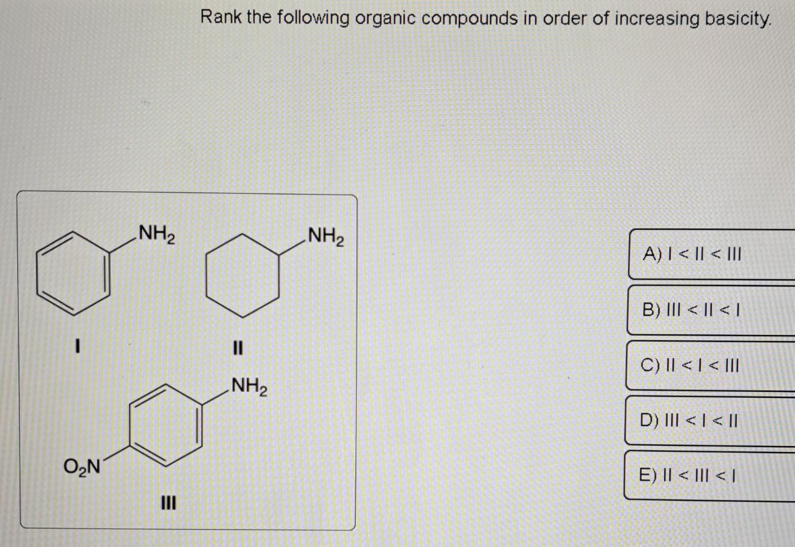 Solved Rank the following organic compounds in order of | Chegg.com
