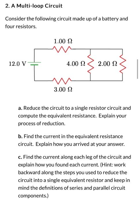 Solved 2. A Multi-loop Circuit Consider the following