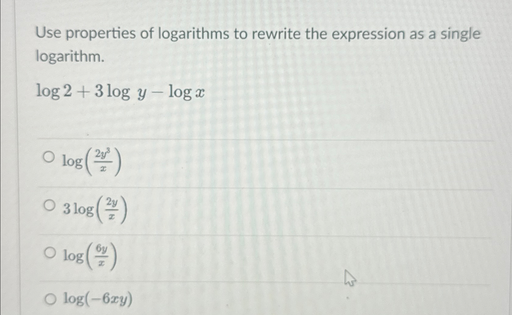 Solved Use properties of logarithms to rewrite the | Chegg.com