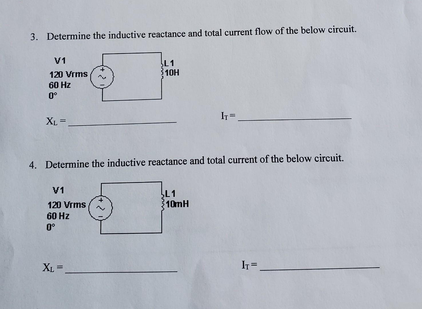 Solved 3. Determine the inductive reactance and total | Chegg.com