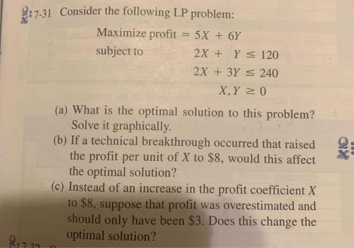 Solved : 7.31 Consider the following LP problem: Maximize | Chegg.com