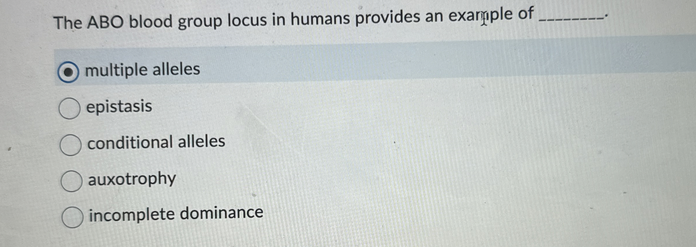 Solved The ABO blood group locus in humans provides an | Chegg.com