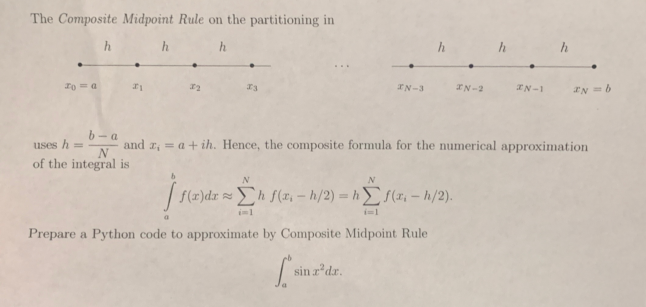 Solved The Composite Midpoint Rule on the partitioning | Chegg.com