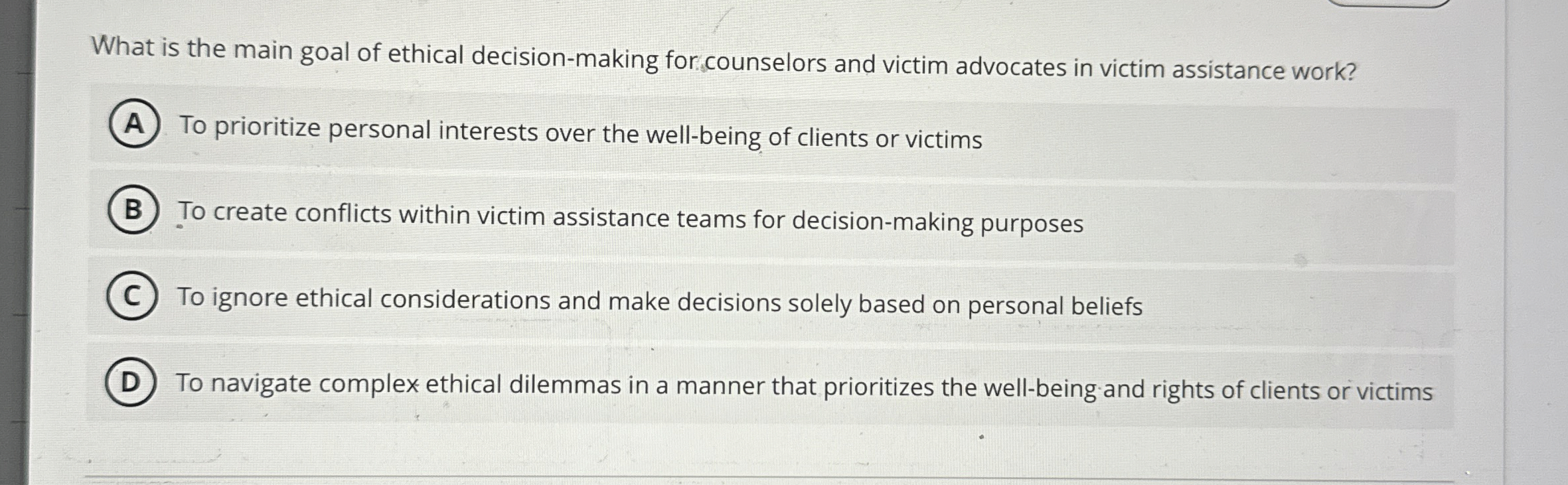 Solved What is the main goal of ethical decision-making | Chegg.com