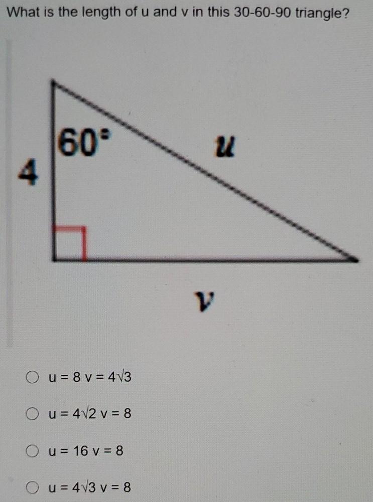 Solved Which Side Is The Long Leg In This 30 60 90 Triangle Chegg Com