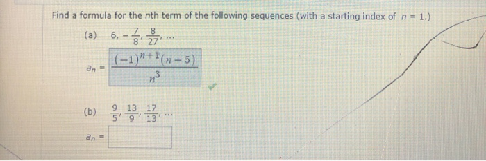 Solved Find a formula for the nth term of the following | Chegg.com