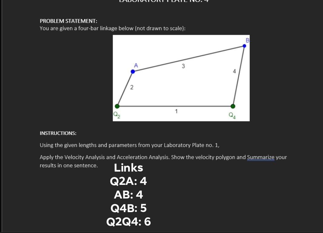 Solved PROBLEM STATEMENT: You are given a four-bar linkage | Chegg.com