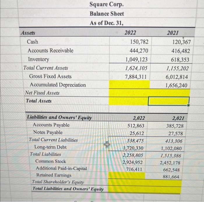 Solved Square Corp. Income Statement \begin{tabular}{l|r|r} | Chegg.com